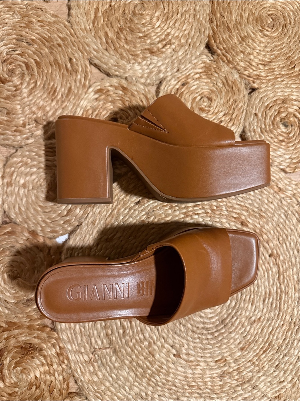 Gianni Bini Cognac Platform Mule Sandals